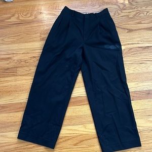 Black upcycled high waisted wide leg dress pants